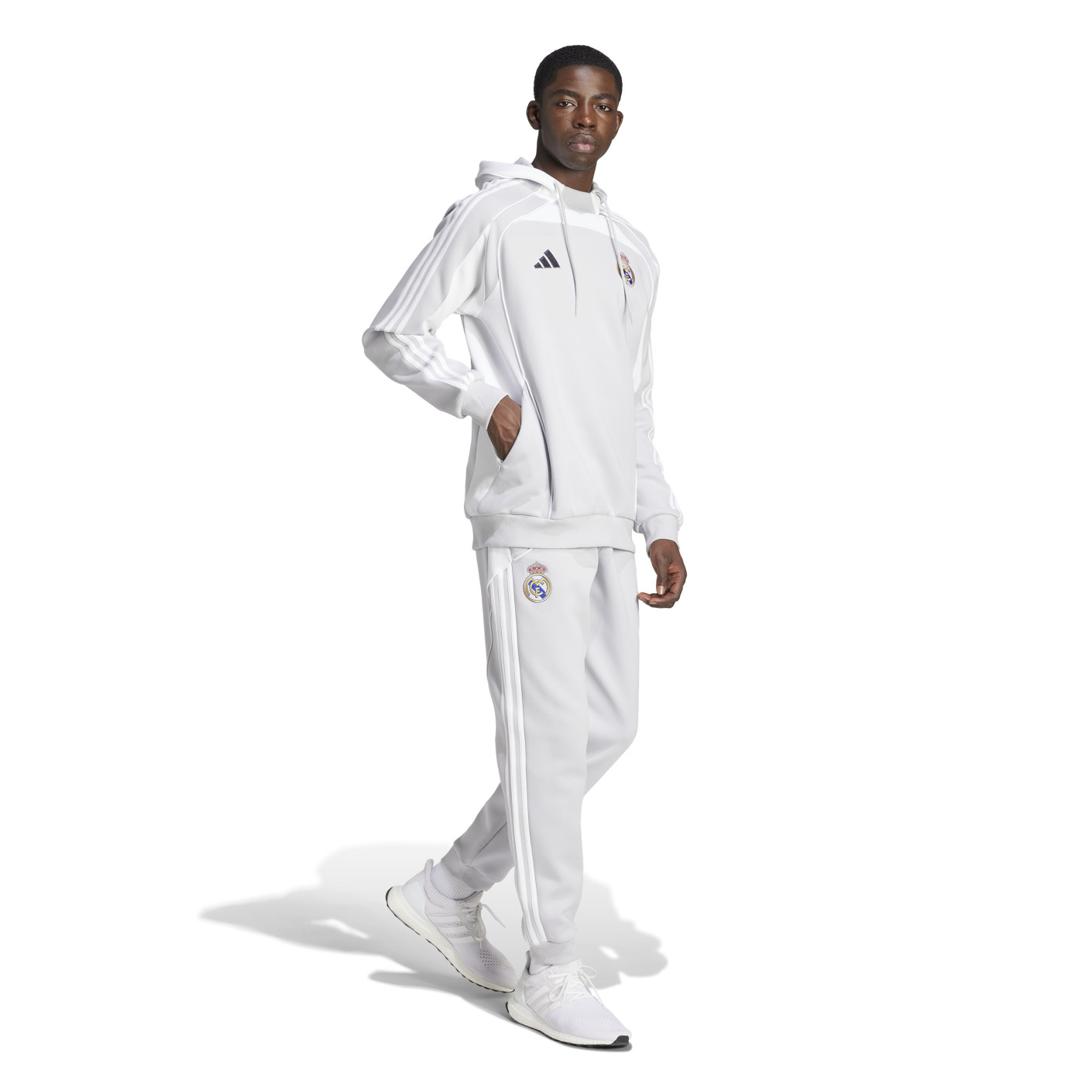 adidas Real Madrid Urban Purist Survêtement Jogging Hooded 2025-2026 Gris Clair Blanc Noir