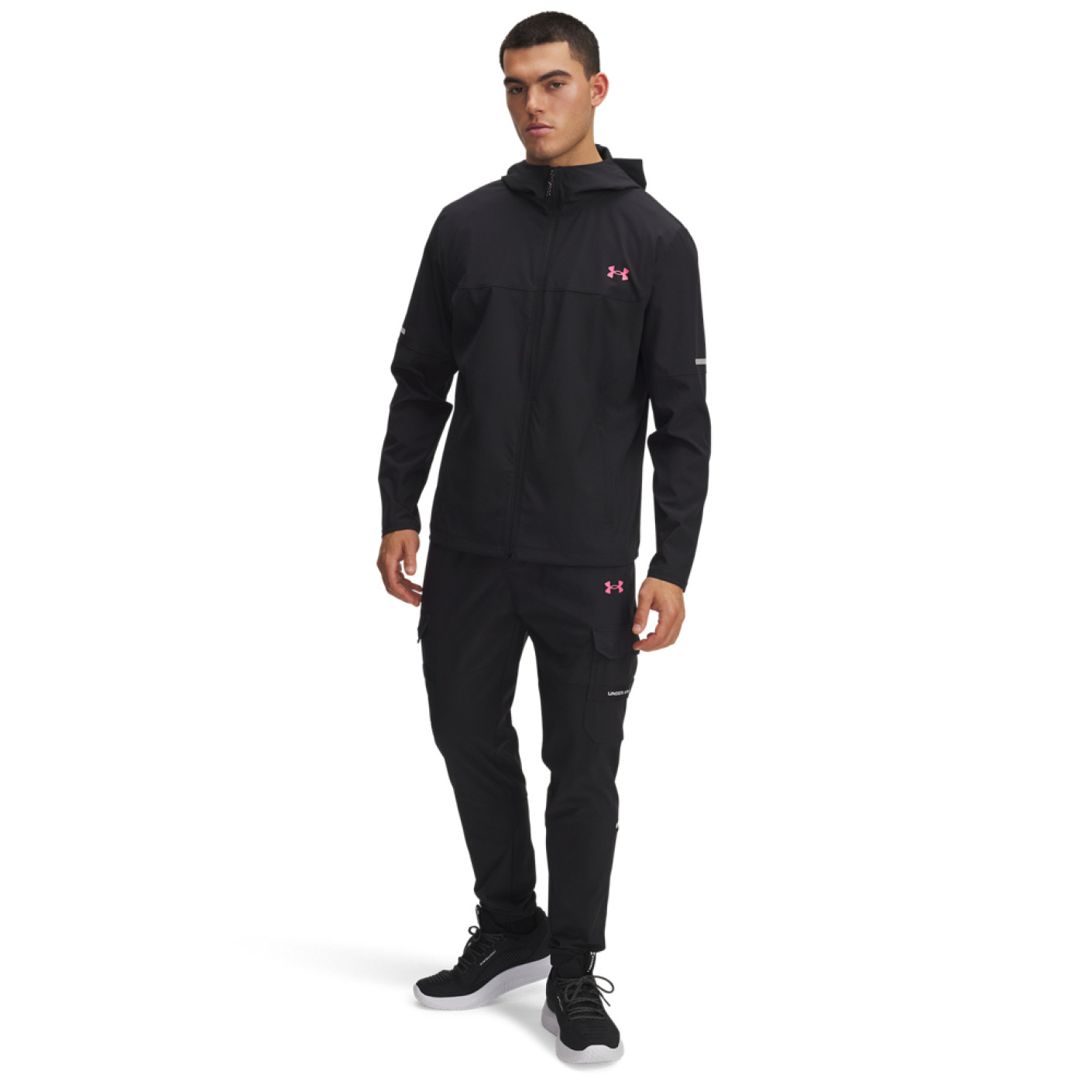 Survêtement tissé utilitaire Under Armour Tech, entièrement zippé, noir, rose, argent
