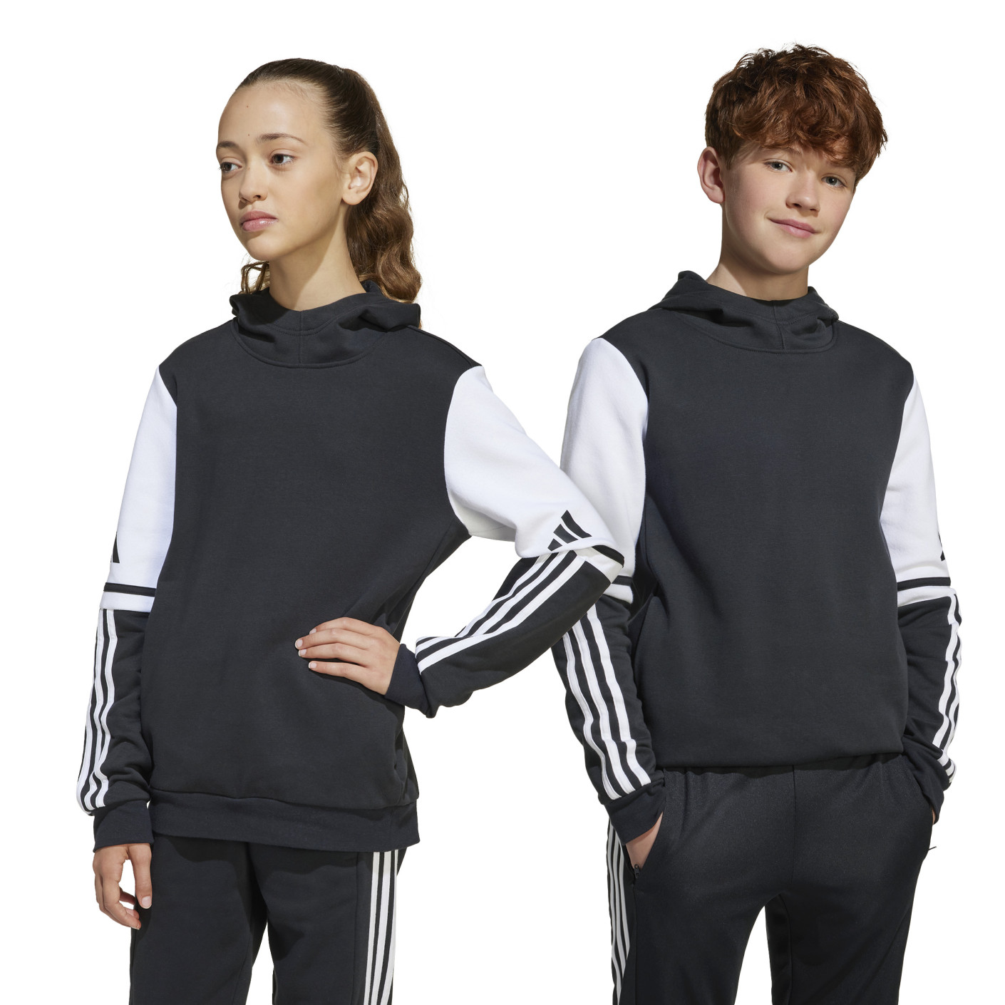 Sweat à capuche adidas Squadra 25 pour enfants, noir et blanc