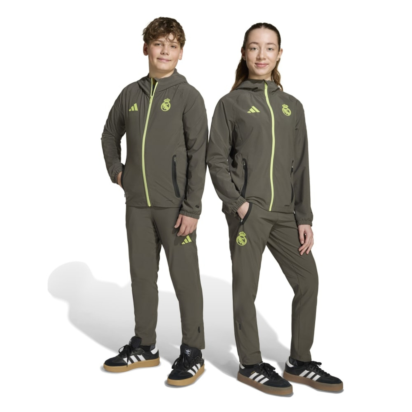 adidas Real Madrid Vis Tech Trainingspak Full-Zip Kids Grijs Lichtgroen