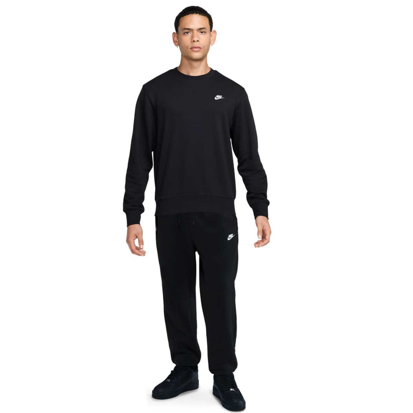 Nike Sportswear Club Fleece Crew Survêtement de Jogging Noir Blanc