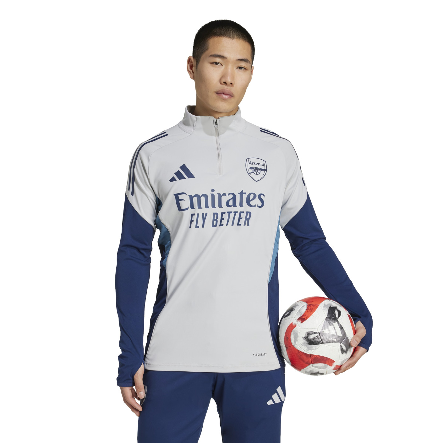 adidas Arsenal Haut d'Entraînement 1/4-Zip 2025-2026 Gris Bleu Foncé Blanc