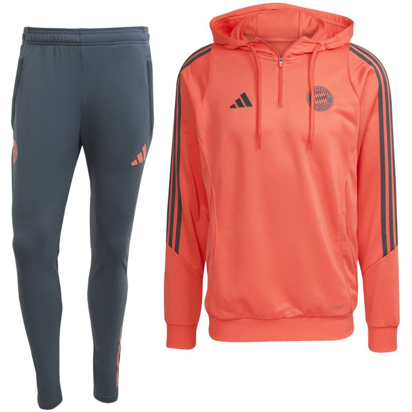 adidas Bayern München Track Trainingspak 1/4-Zip Hooded 2025-2026 Oranje Donkergrijs