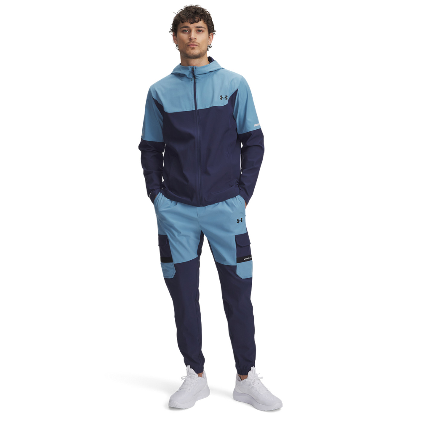 Survêtement tissé utilitaire Under Armour Tech, fermeture éclair intégrale, bleu foncé, bleu clair