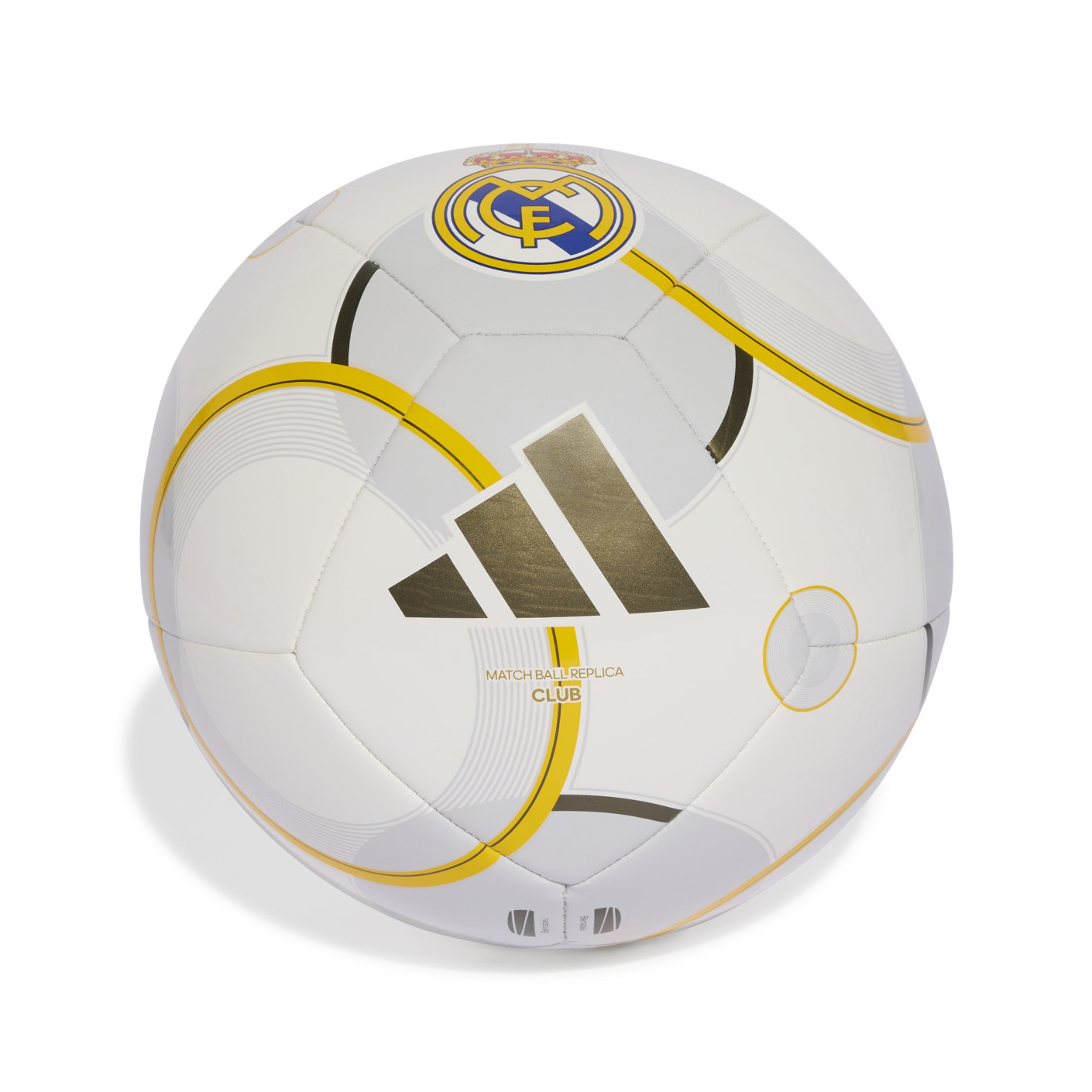 adidas Real Madrid Club Ballon de Foot Taille 5 2025-2026 Blanc Doré Gris