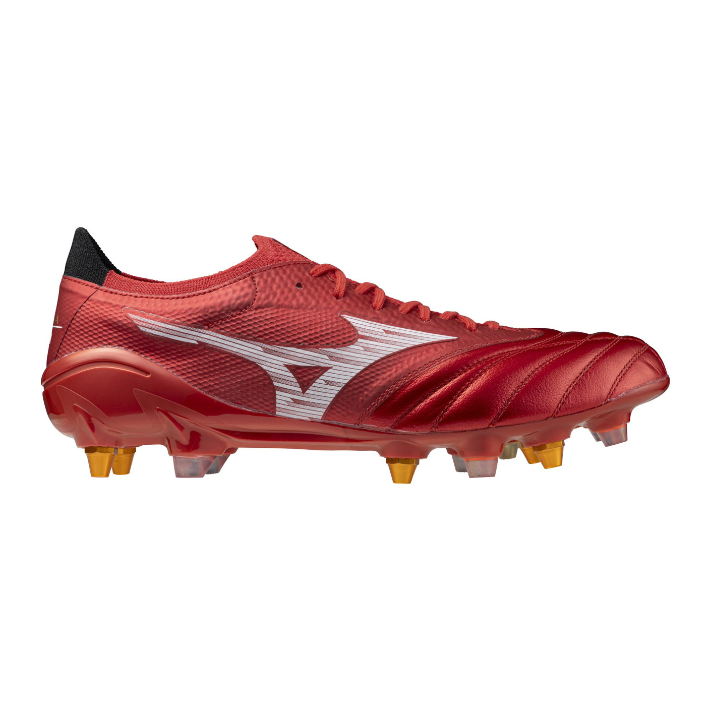 Mizuno Morelia Neo IV Beta Elite Crampons Vissés Chaussures de Foot (SG) Rouge Argenté Noir