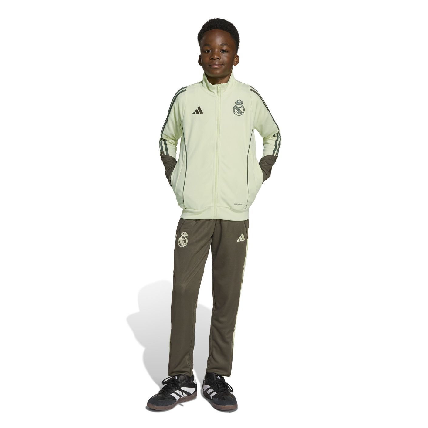 adidas Real Madrid Survêtement Full-Zip 2025-2026 Enfants Vert Clair Gris