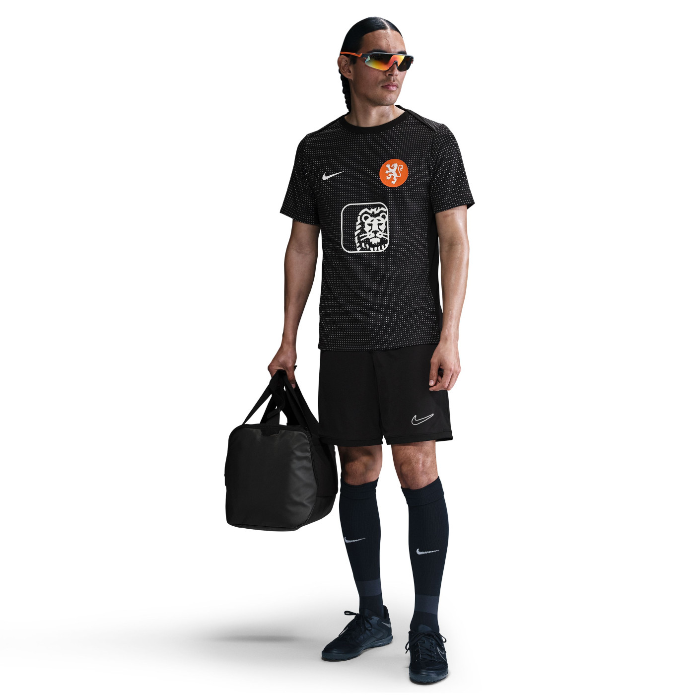 Nike Pays-Bas Lionnes Pre-Match Maillot d'Entraînement 2025-2027 Hommes Noir Blanc