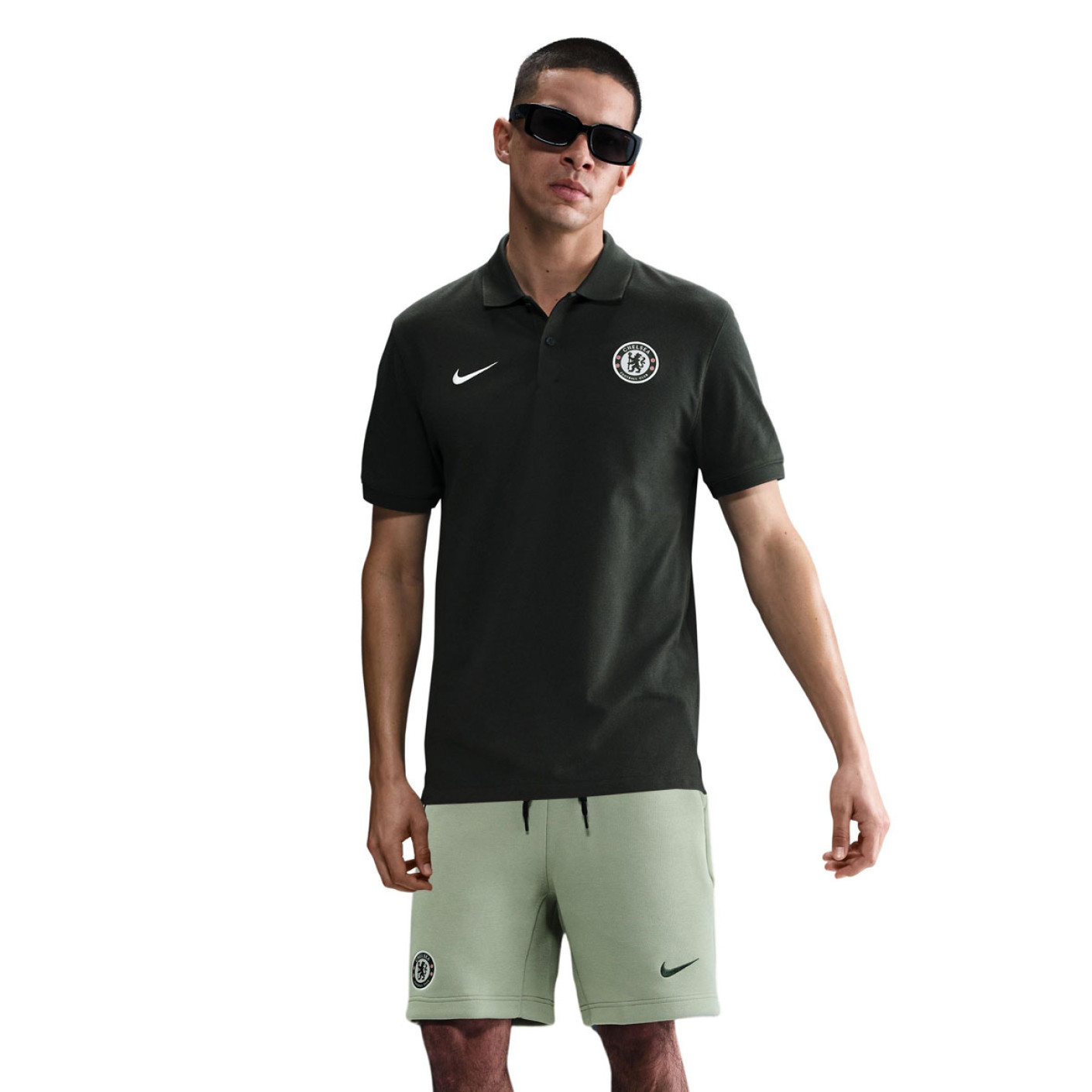 Nike Chelsea Tech Fleece Polo Ensemble d'Été 2025-2026 Vert Foncé Vert Blanc