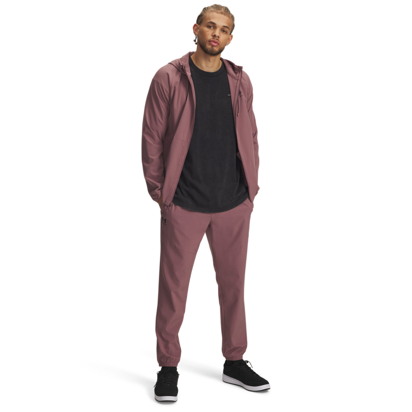 Survêtement tissé à fermeture éclair intégrale Under Armour Vibe, rose et noir