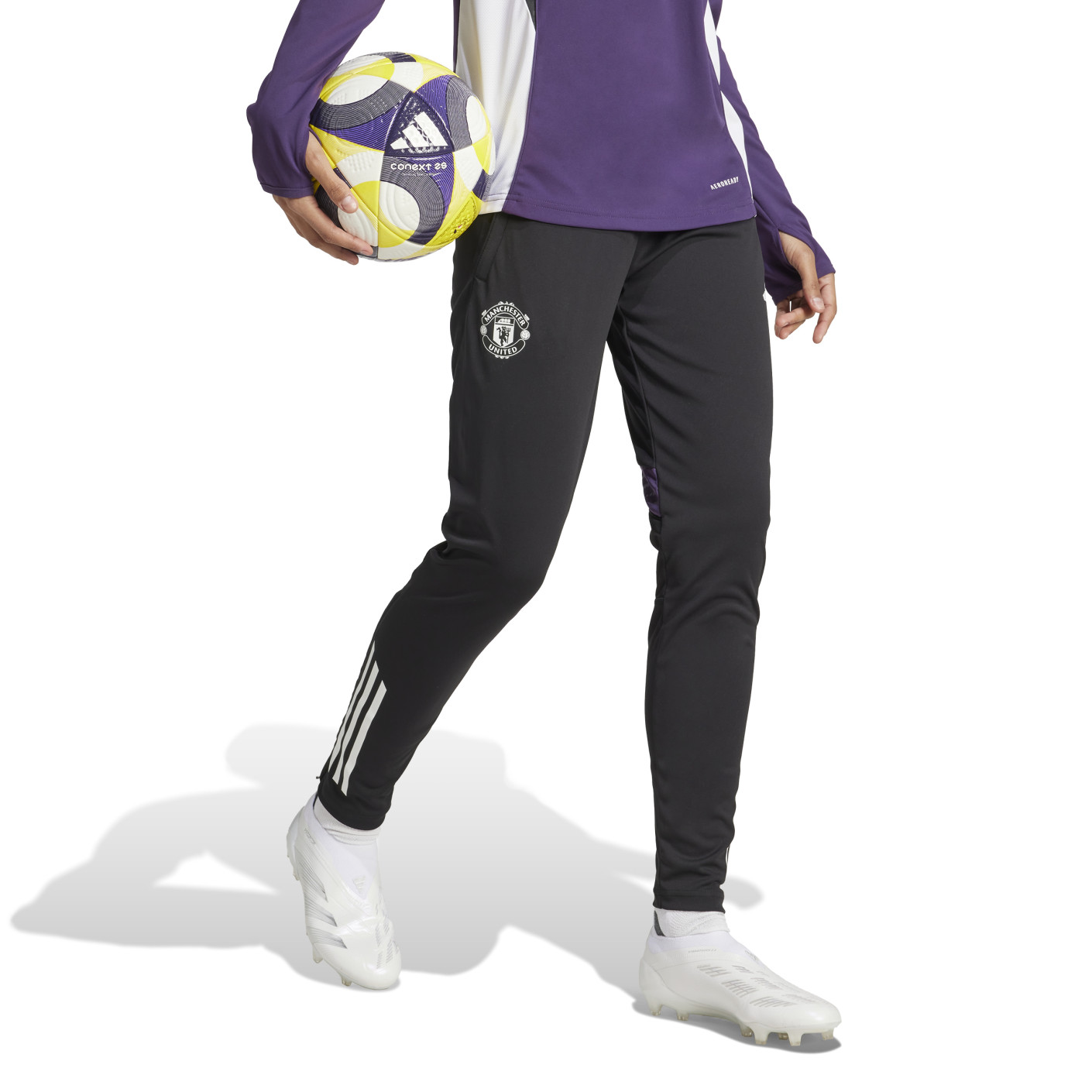 adidas Manchester United Pantalon d'Entraînement 2025-2026 Femmes Noir Blanc Mauve