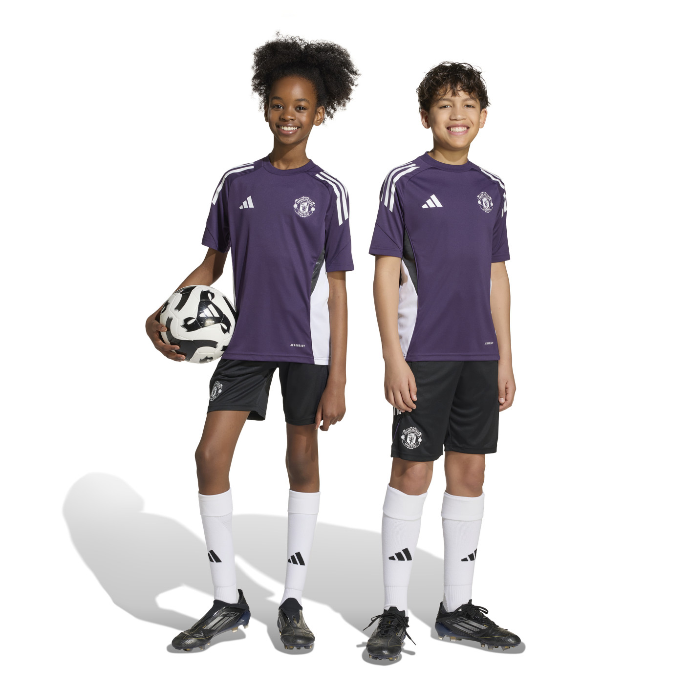 adidas Manchester United Trainingsset 2025-2026 Kids Paars Zwart Wit