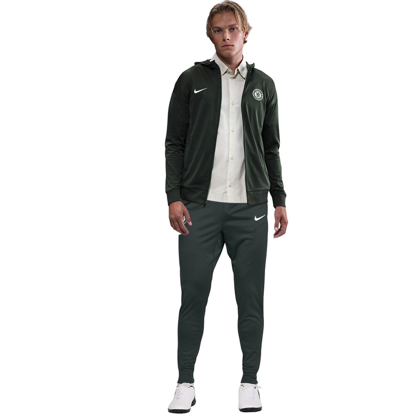 Nike Chelsea Strike Track Trainingspak Full-Zip Hooded 2025-2026 Donkergroen Wit