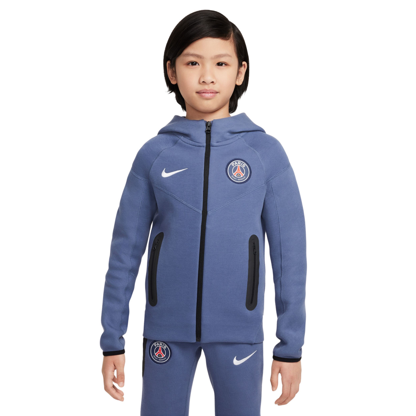 Nike Paris Saint-Germain Tech Fleece Gilet 2025-2026 Enfants Bleu Blanc