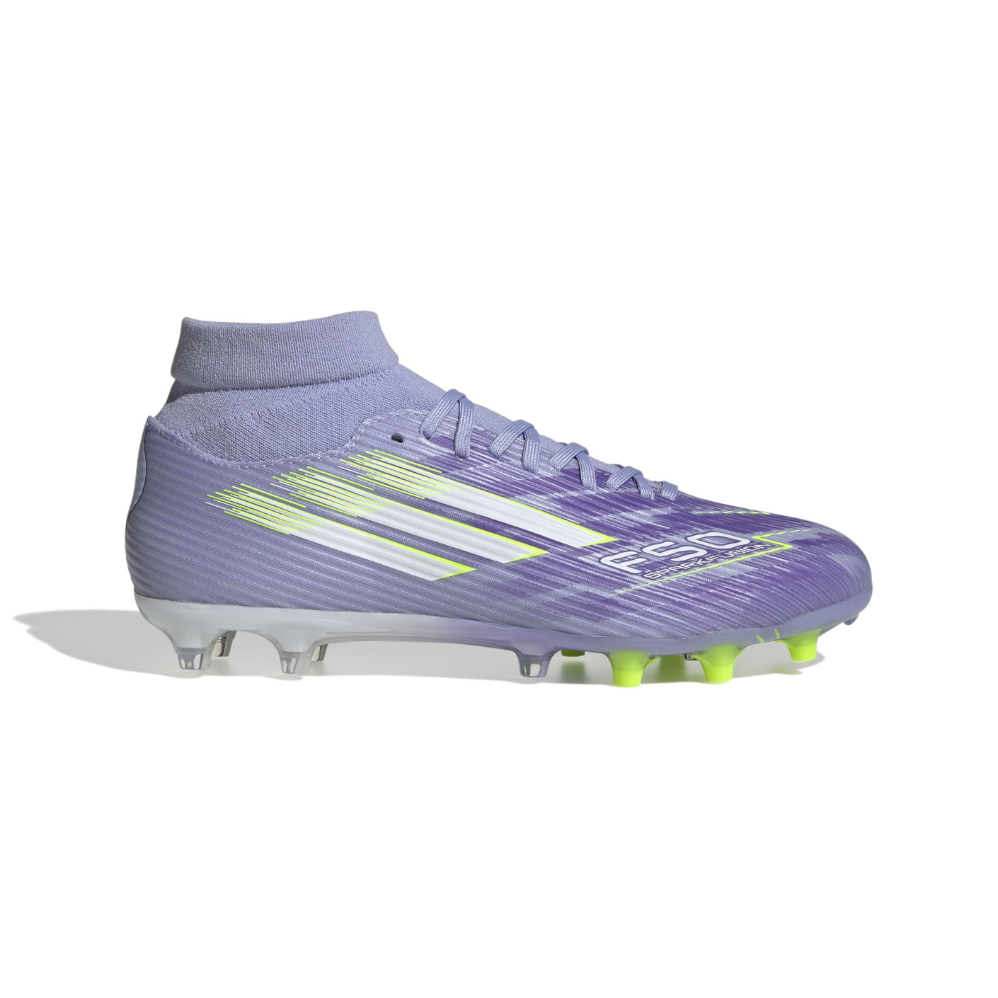 adidas F50 Sparkfusion League Gazon Naturel Artificiel Chaussures de Foot (MG) Femmes Mauve Jaune