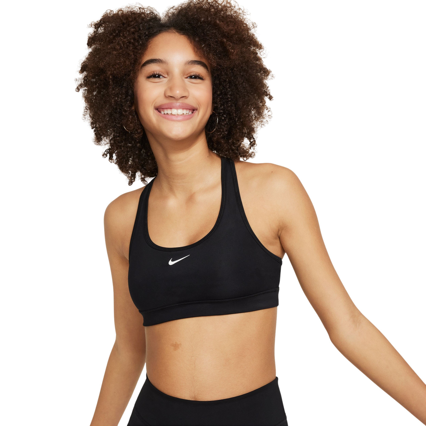 Soutien-gorge de sport Nike Swoosh pour Enfants, noir et blanc