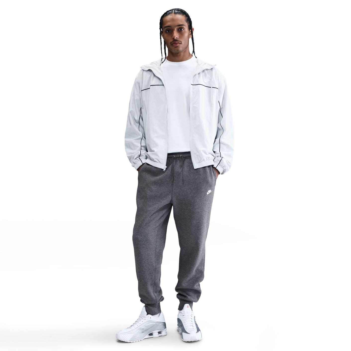 Pantalon de survêtement en polaire Nike Sportswear Club gris foncé blanc