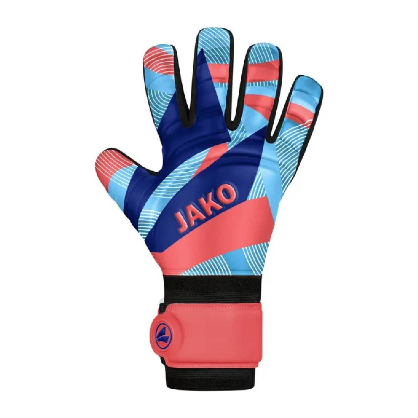 JAKO River Basic RC Gants de Gardien de But Enfants Bleu Clair Rouge Bleu Foncé