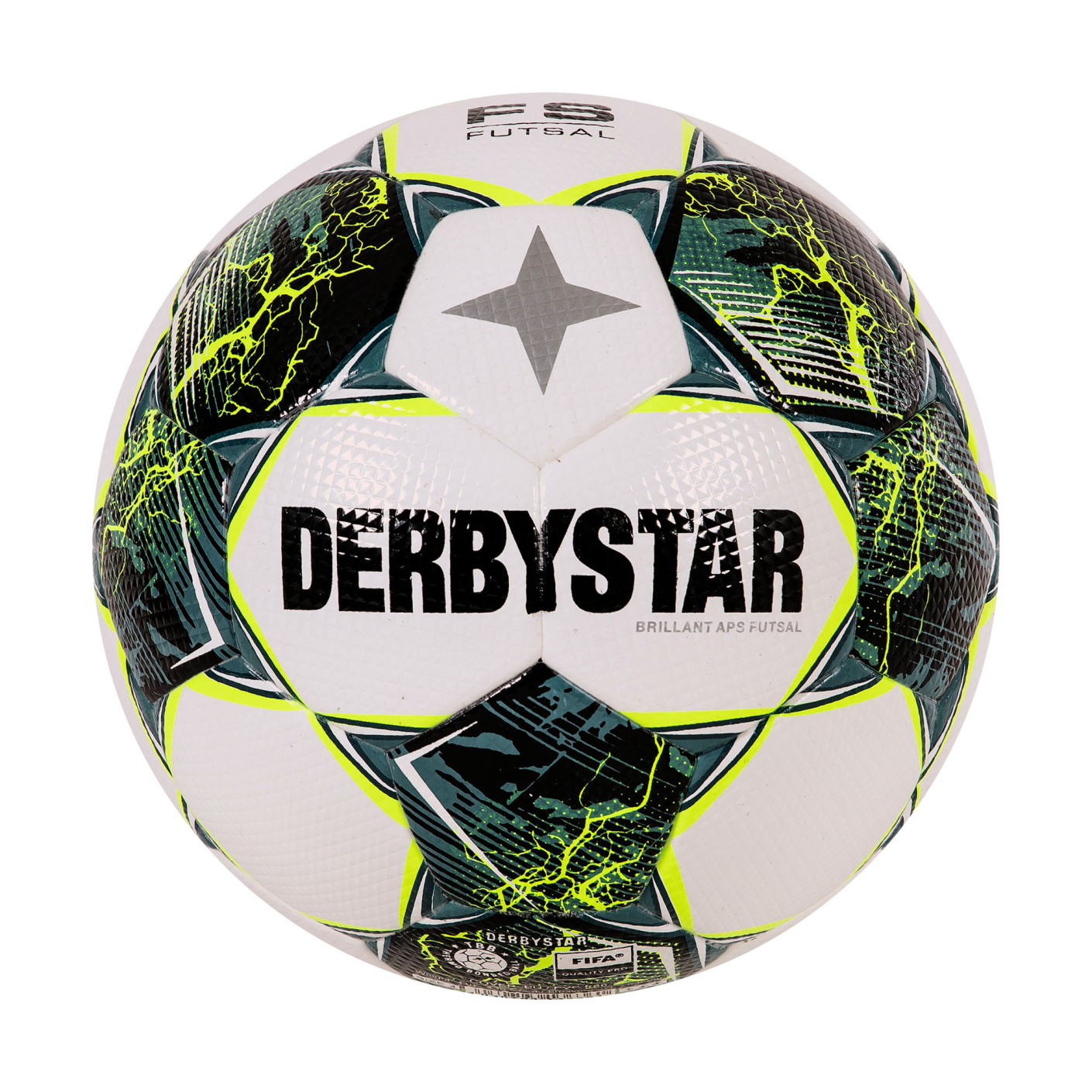Derbystar Brillant TB Ballon de Foot en Salle Taille 4 Blanc Vert Jaune Vif