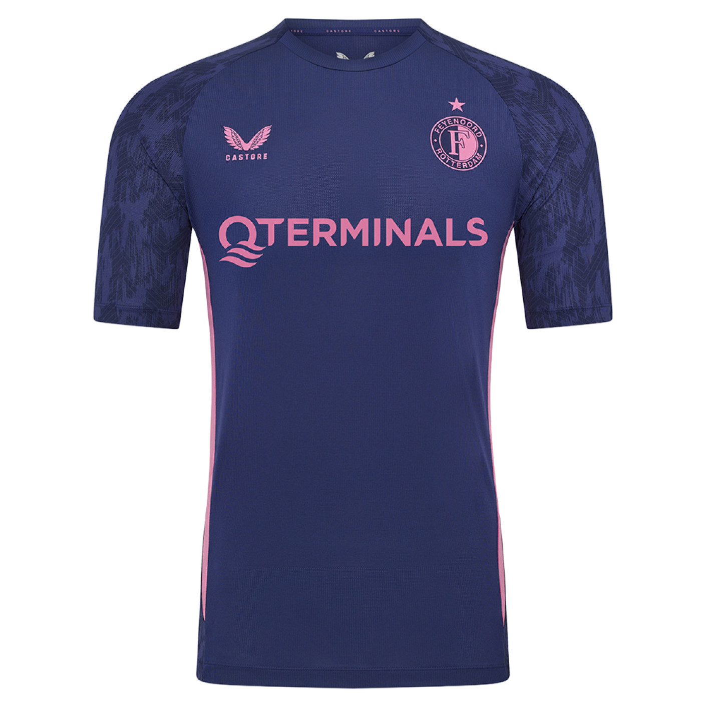 Castore Feyenoord Maillot d'Entraînement 2025-2026 Enfants Bleu Foncé Rose