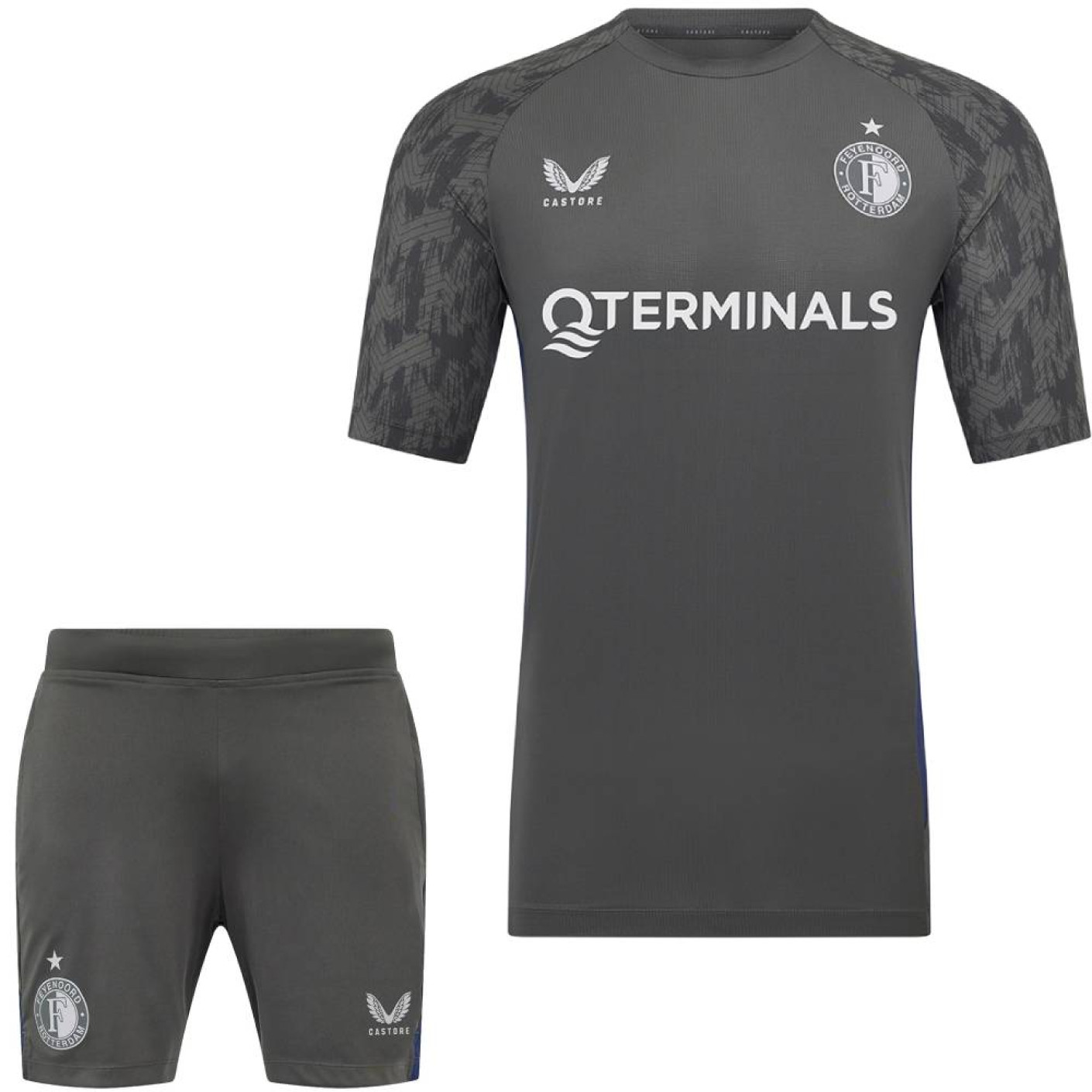 Castore Feyenoord Trainingsset 2025-2026 Donkergrijs Wit