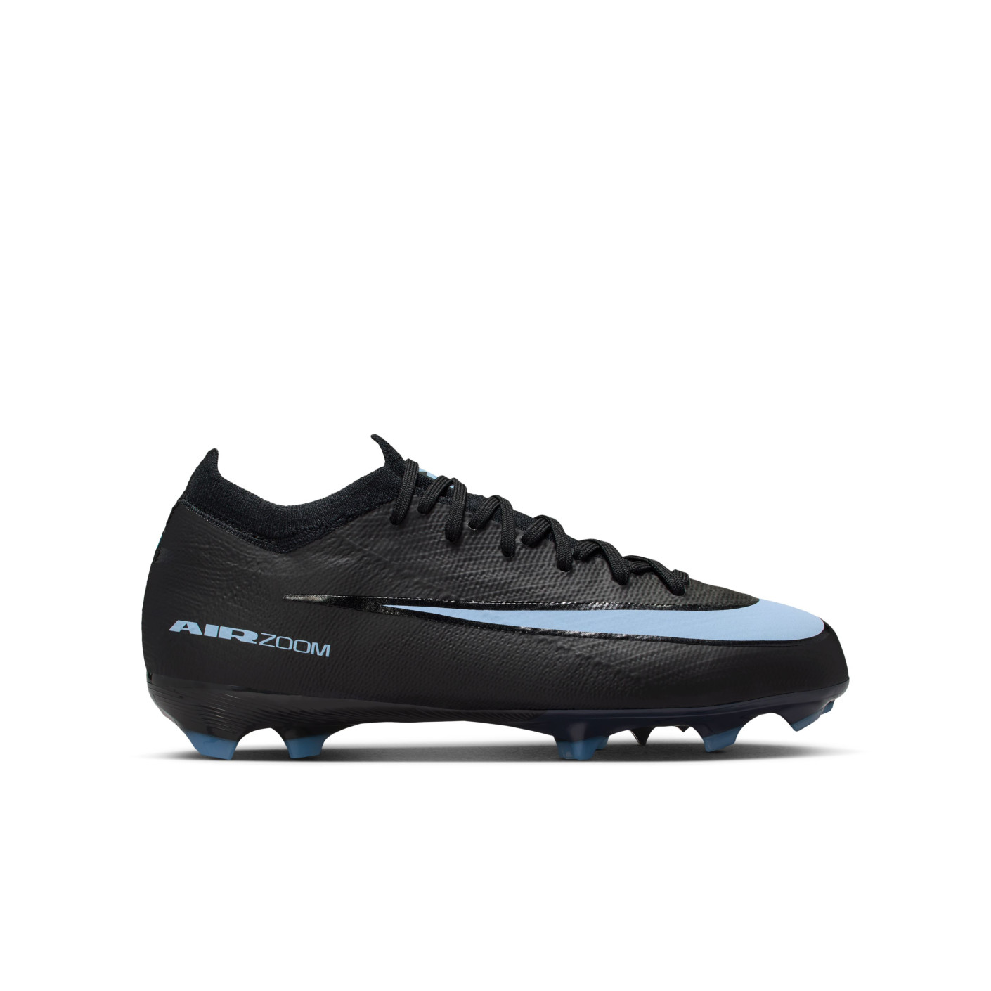 Nike Zoom Mercurial Vapor 16 Pro Gazon Naturel Chaussures de Foot (FG) Enfants Noir Bleu Clair