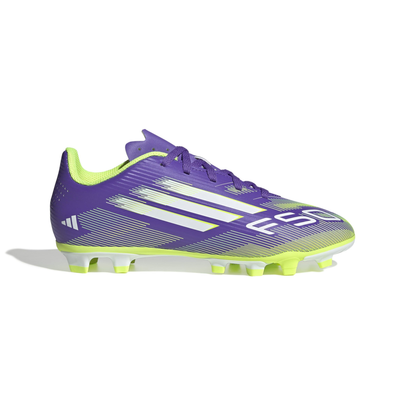adidas F50 Club Gazon Naturel Gazon Artificiel Chaussures de Foot (MG) Enfants Mauve Blanc Néon Jaune