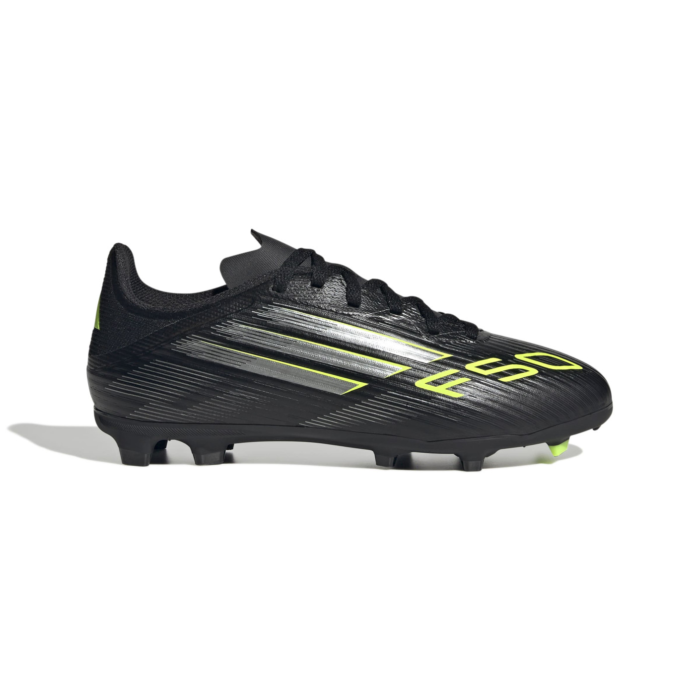 adidas F50 League Gazon Naturel Gazon Artificiel Chaussures de Foot (MG) Enfants Noir Argenté Néon Jaune
