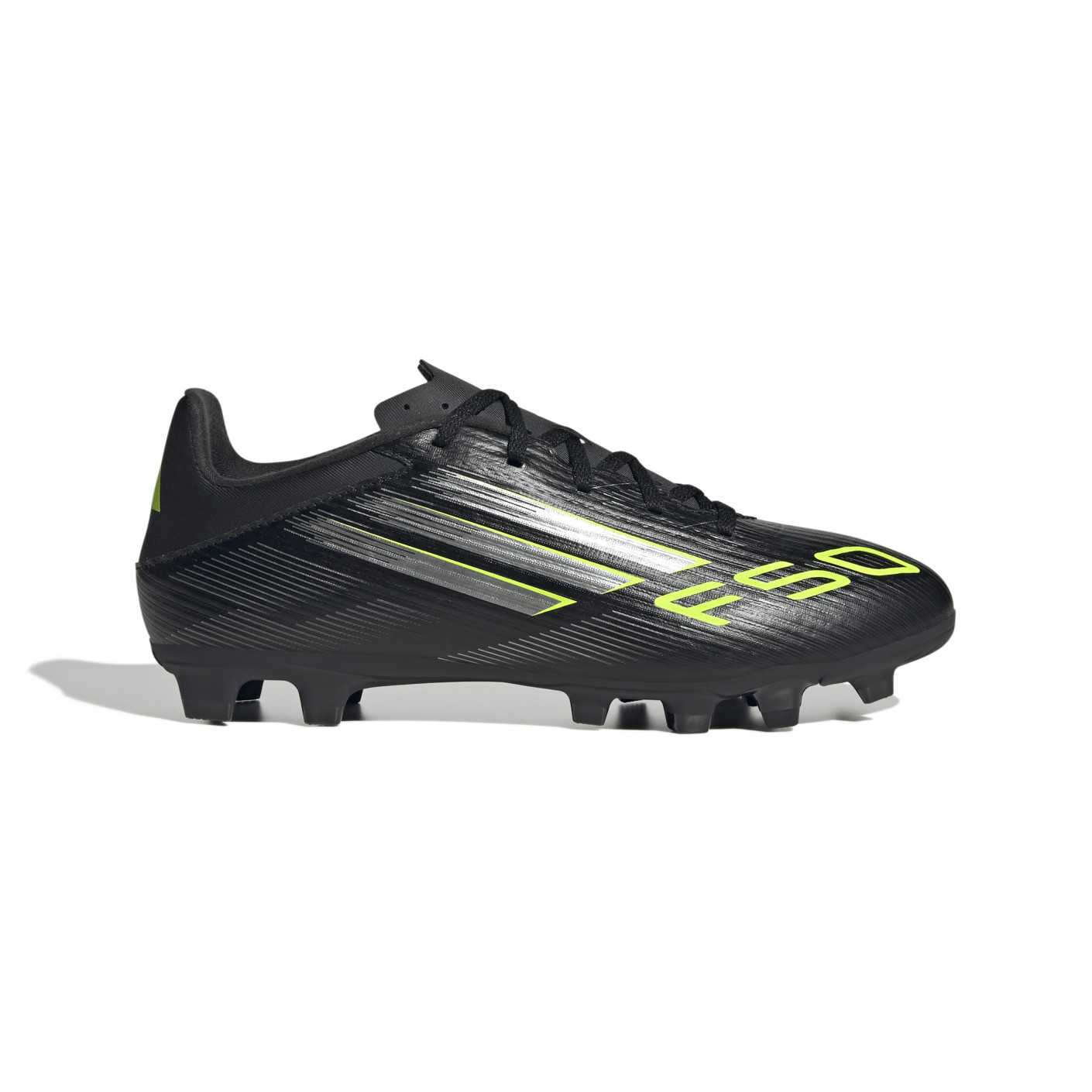 adidas F50 Club Gazon Naturel Gazon Artificiel Chaussures de Foot (MG) Noir Argenté Néon Jaune