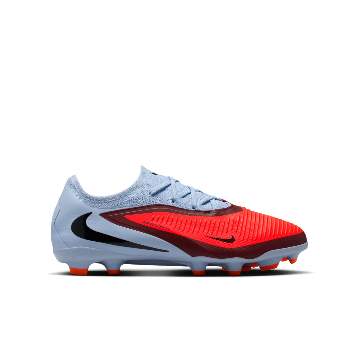 Nike Phantom 6 Low Pro Gazon Naturel Artificiel Chaussures de Foot (MG) Enfants Bleu Clair Rouge Vif Noir