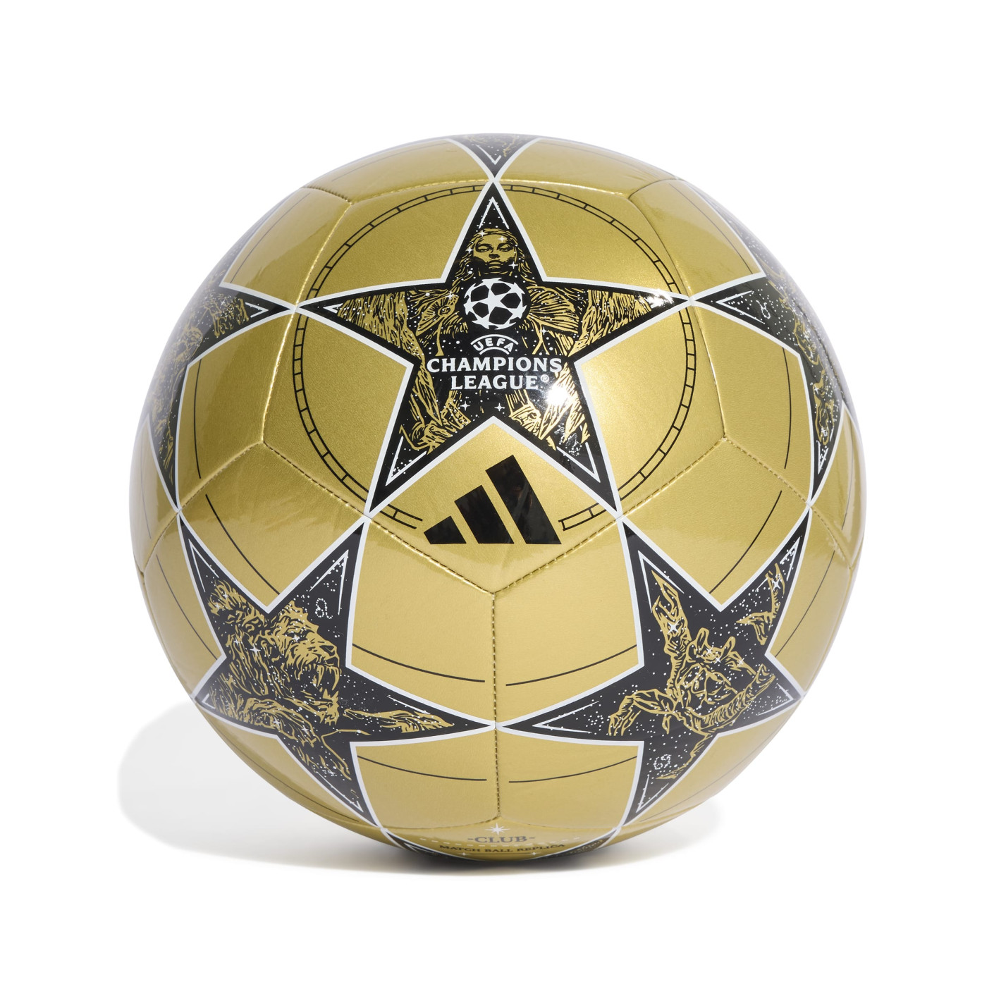 adidas UEFA Champions League Club Ballon de Foot Taille 5 2025-2026 Doré Noir Blanc