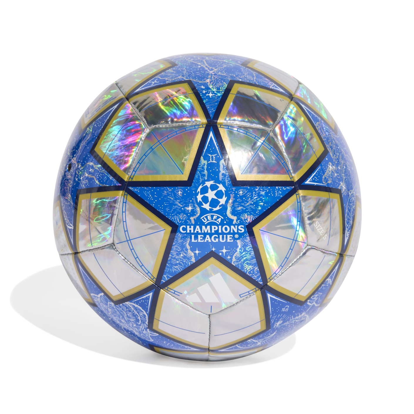 adidas UEFA Champions League Training Foil Voetbal Maat 5 2025-2026 Zilver Blauw Goud