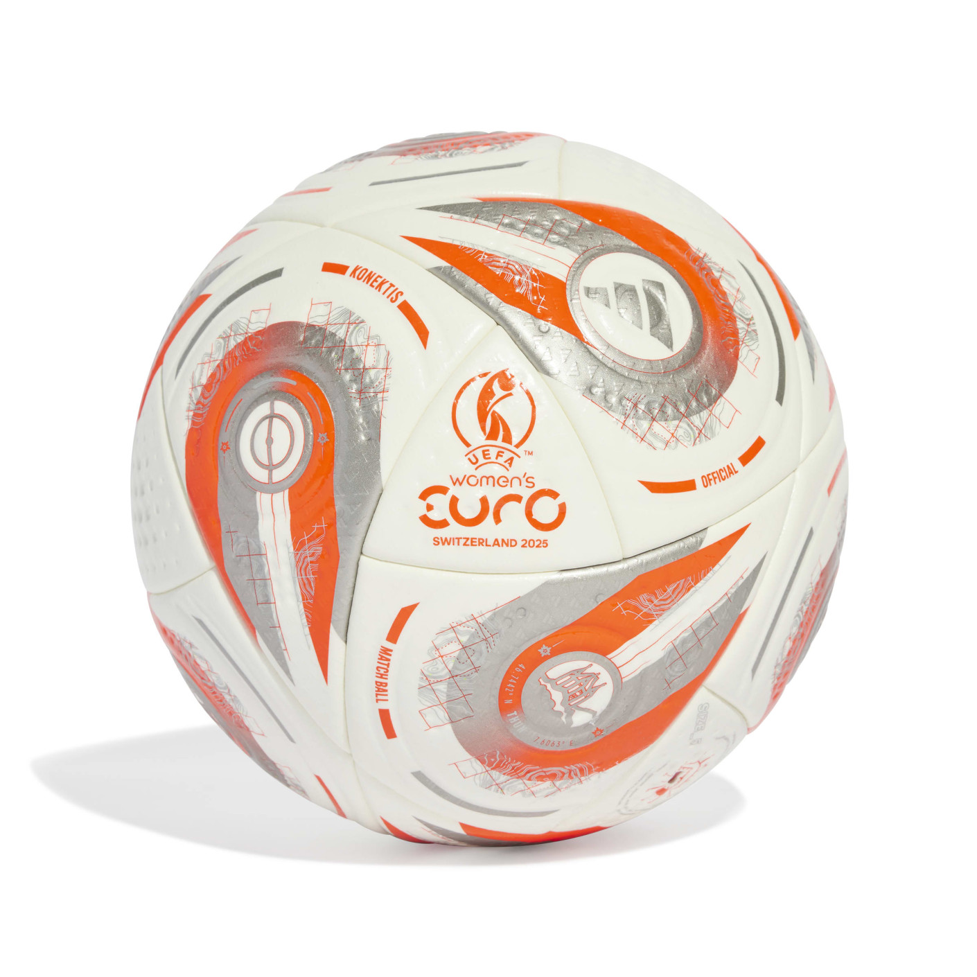 adidas Women's EURO25 Pro Final Ballon de Foot Taille 5 Blanc Argenté Orange