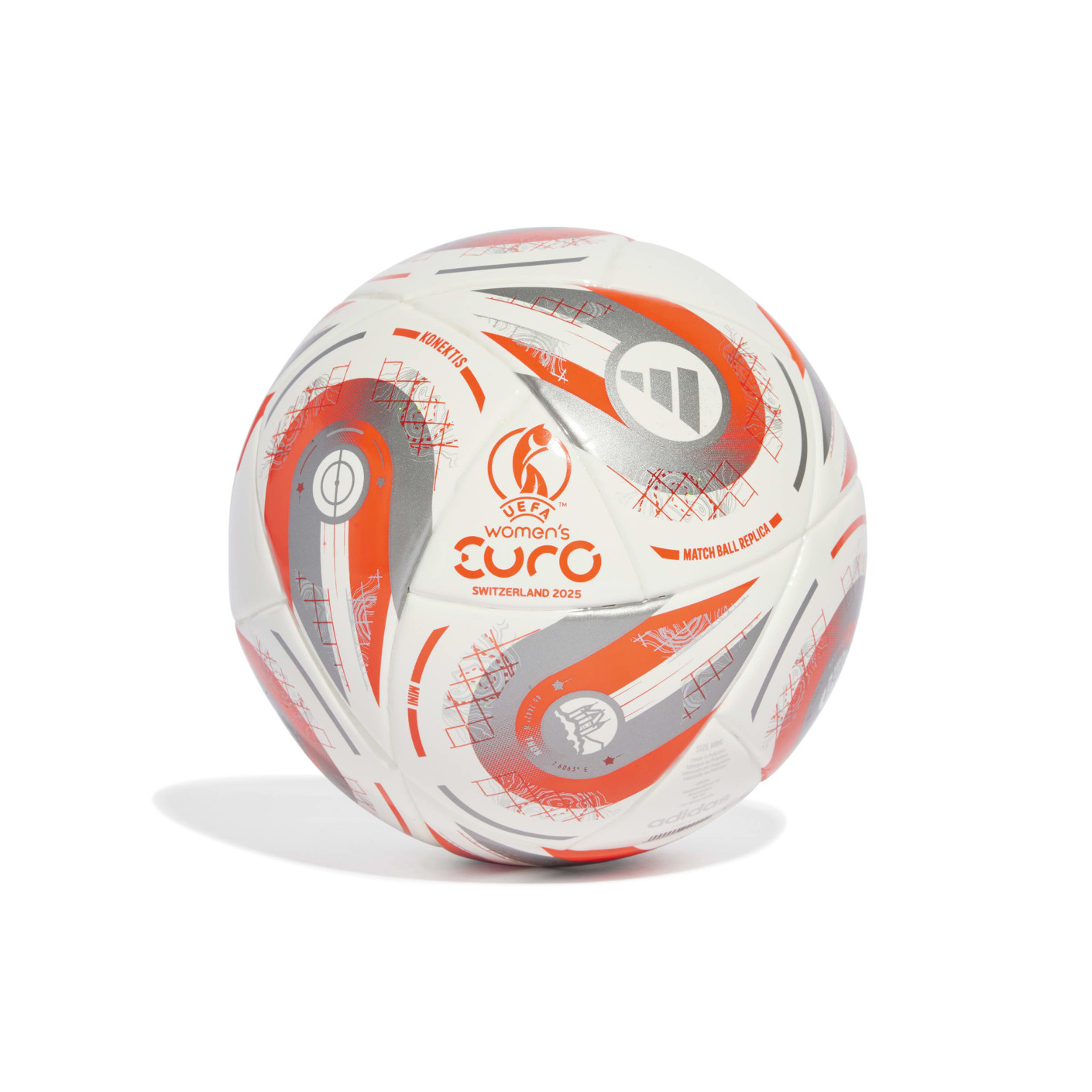 adidas Women's EURO25 Final Mini Ballon de Foot Taille 1 Blanc Argenté Orange