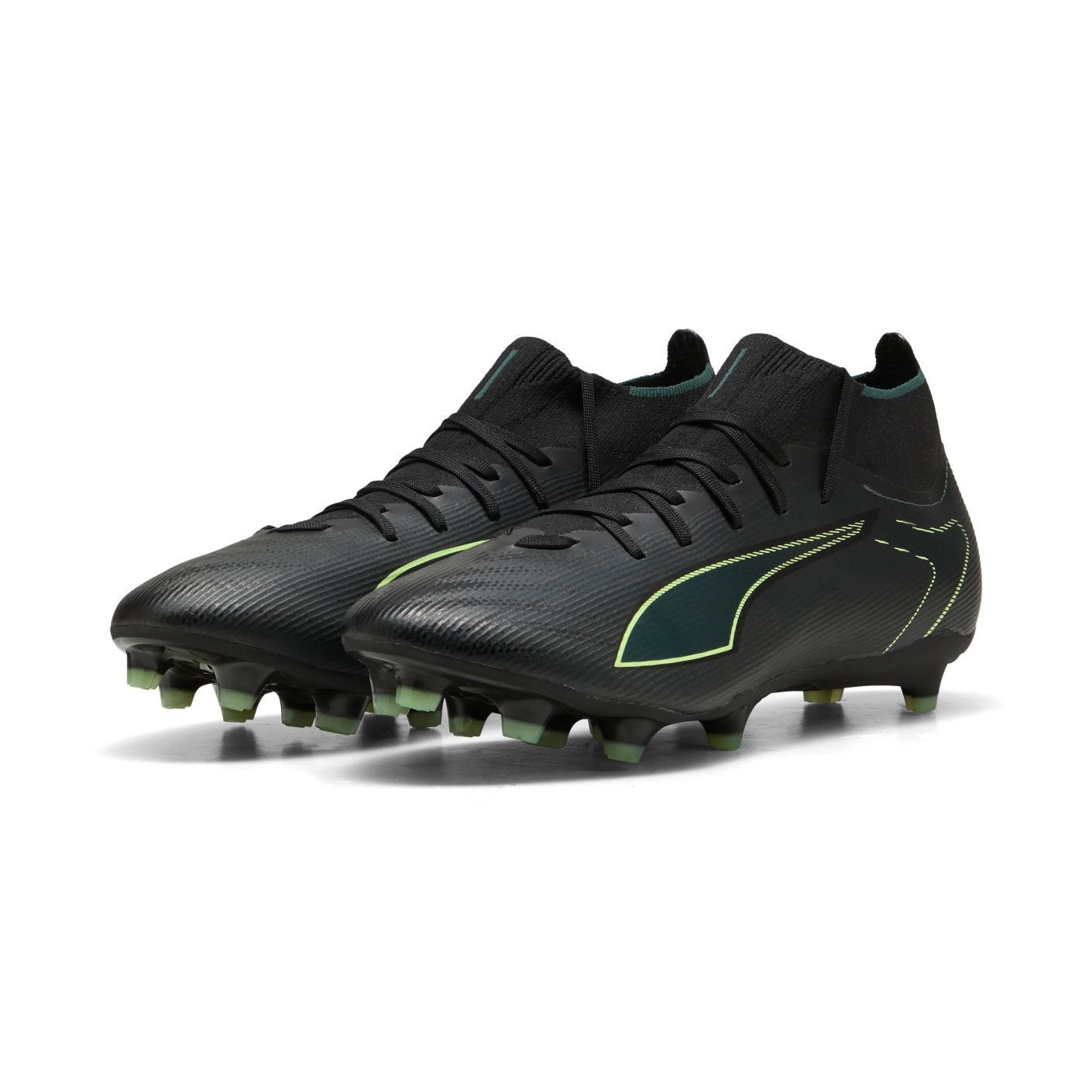 PUMA Ultra 6 Match+ High Gras / Kunstgras Voetbalschoenen (MG) Zwart Donkergroen Lichtgroen