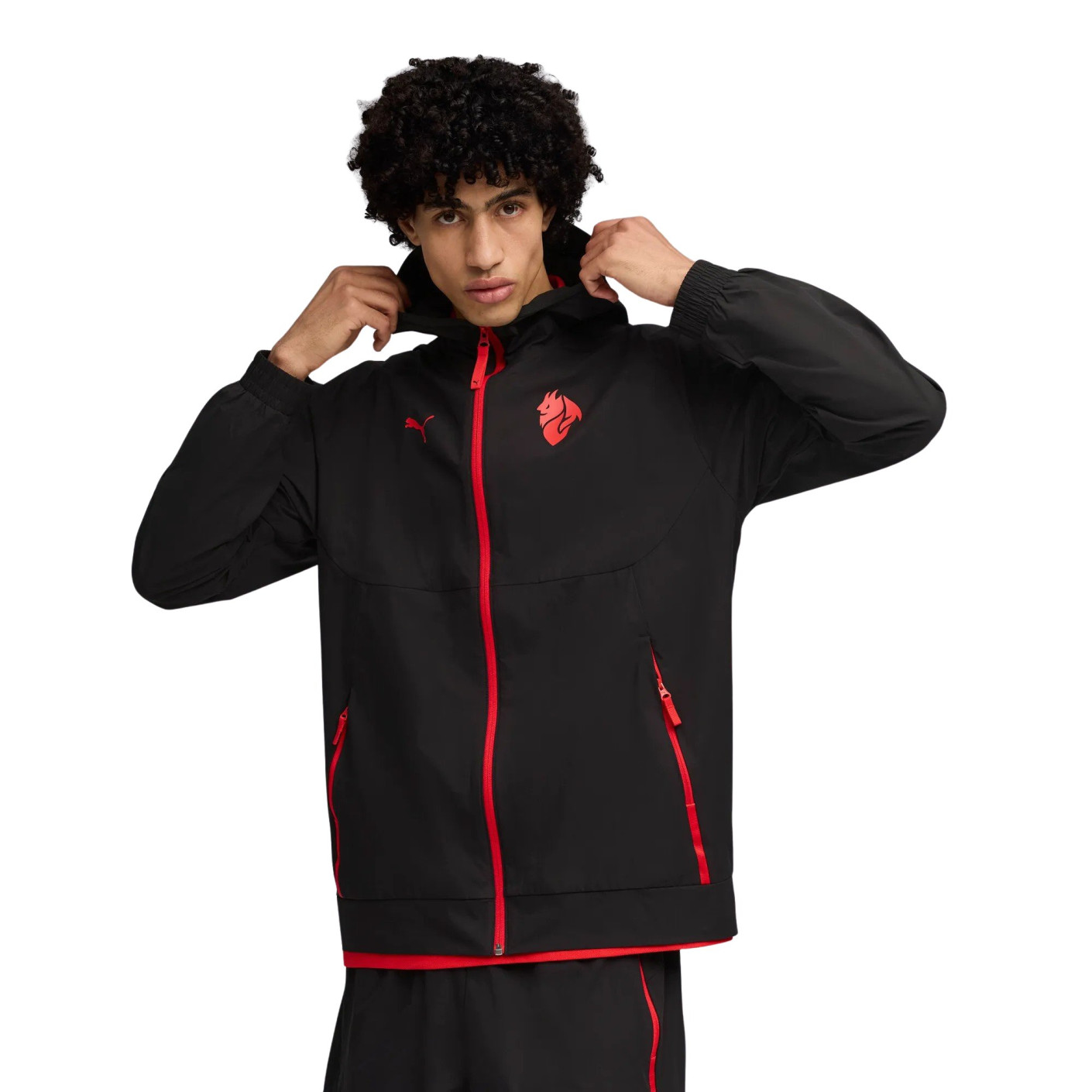 PUMA AC Milan Pumatech Trainingsjack Woven 2025-2026 Zwart Rood