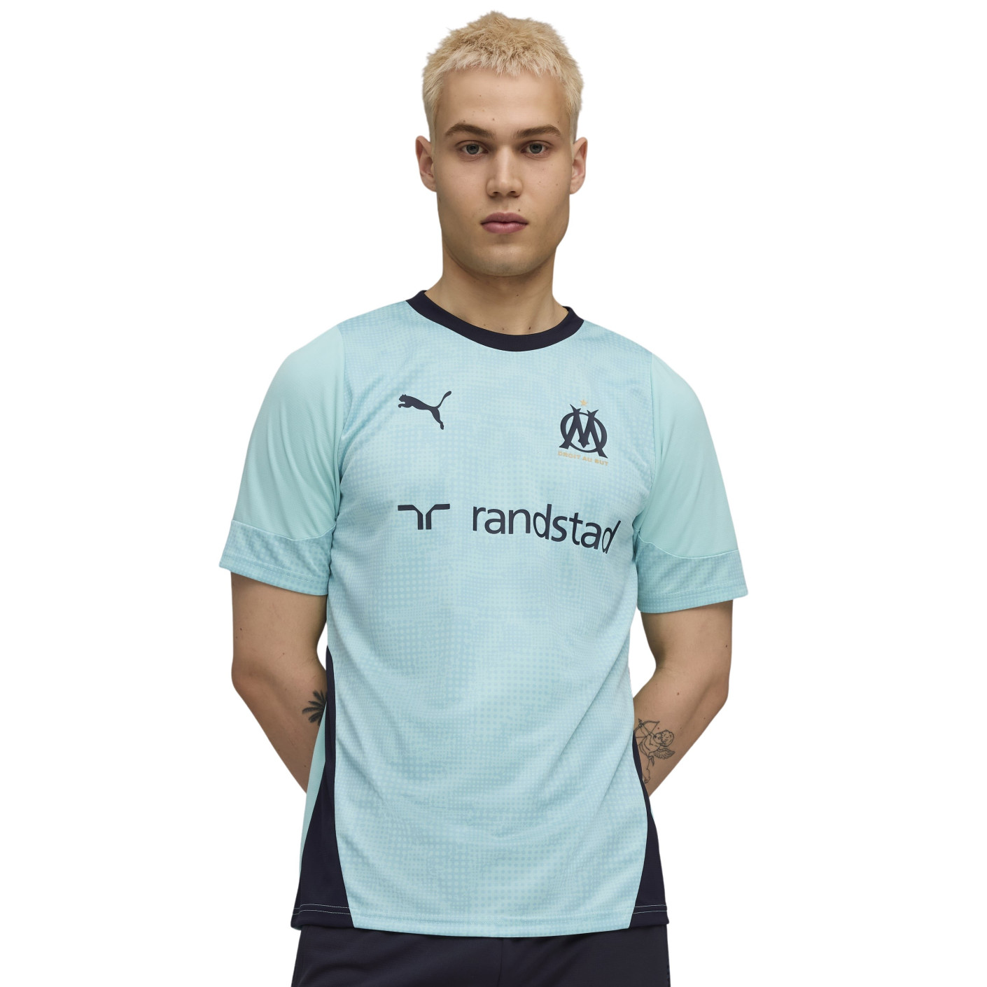 PUMA Olympique Marseille Maillot d'Entraînement 2025-2026 Bleu Clair Bleu Foncé