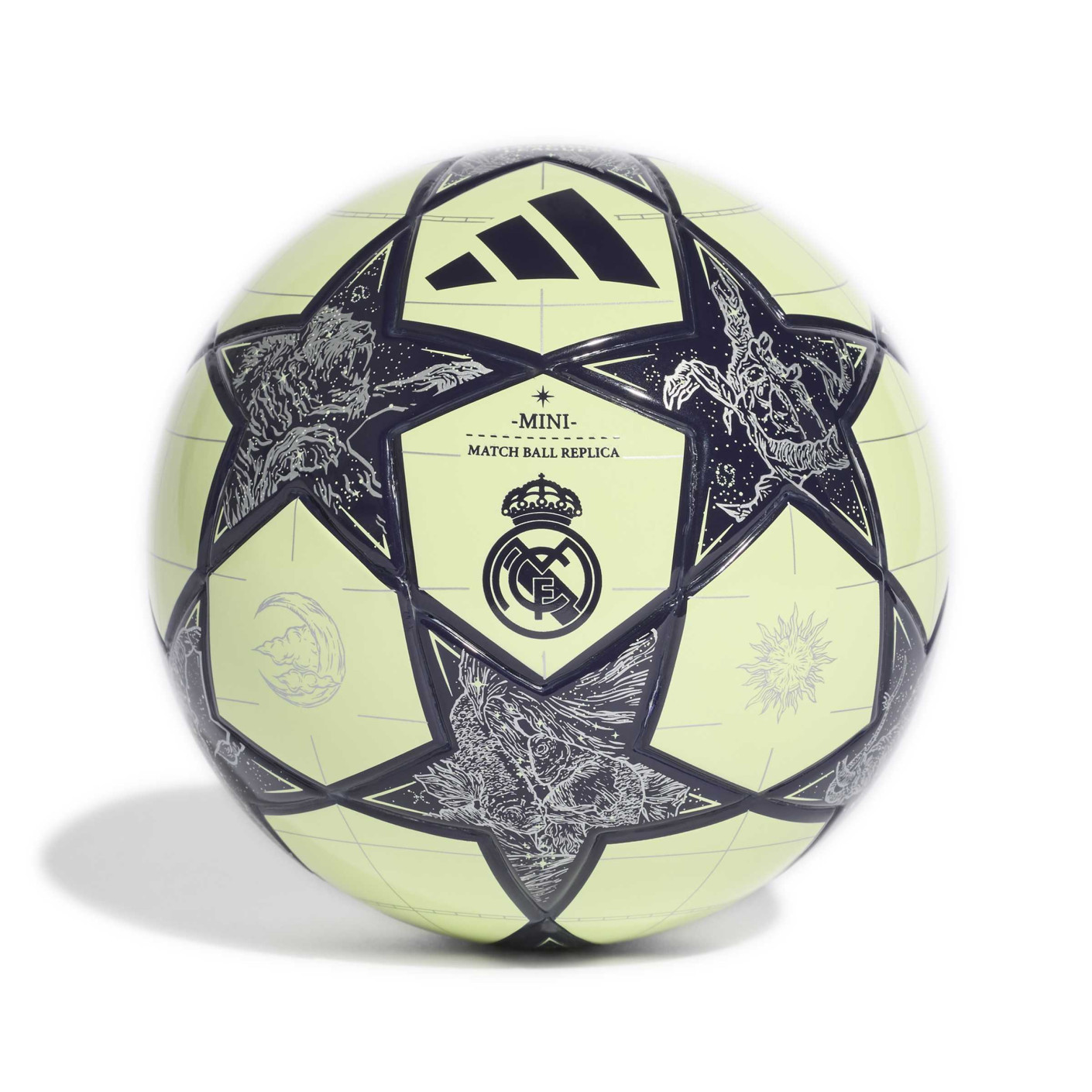 adidas UEFA Champions League Real Madrid Mini Voetbal Maat 1 2025-2026 Lichtgroen Zilver Zwart