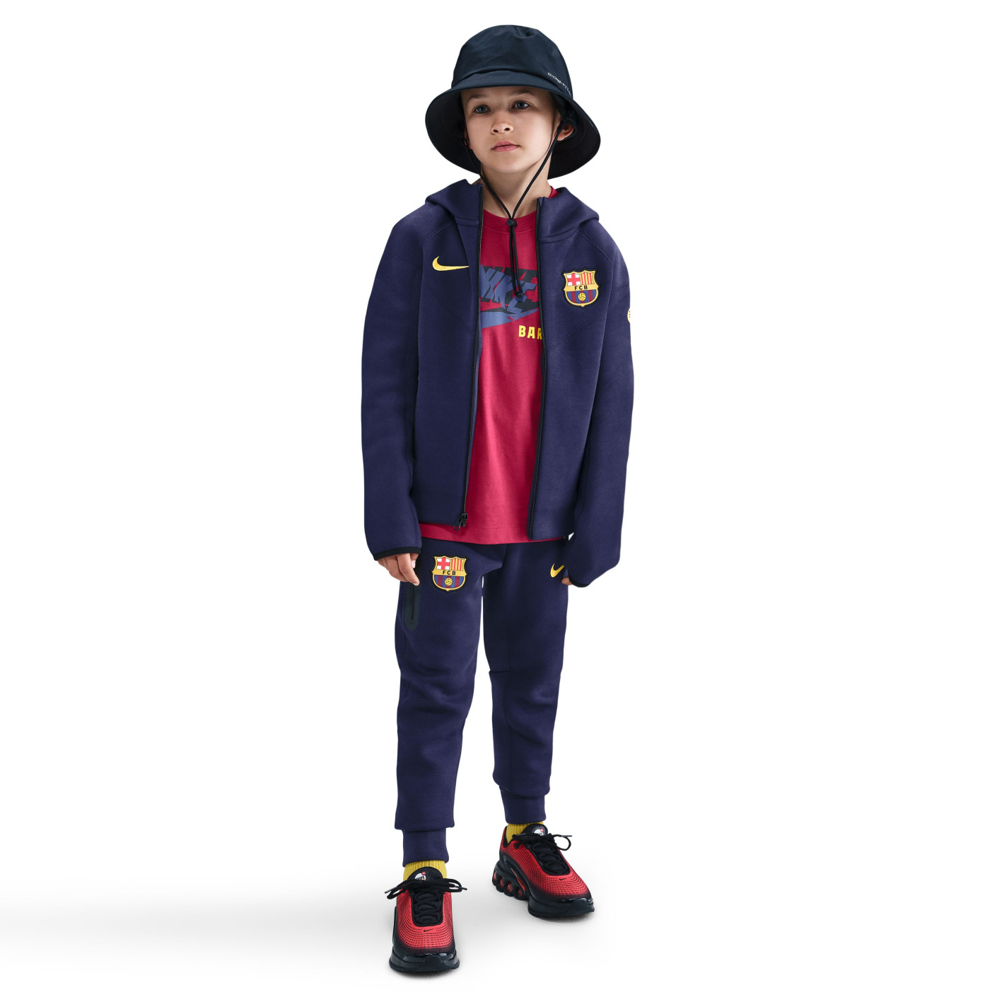 Nike FC Barcelone Tech Fleece Survêtement Full-Zip 2025-2026 Enfants Mauve Foncé Doré