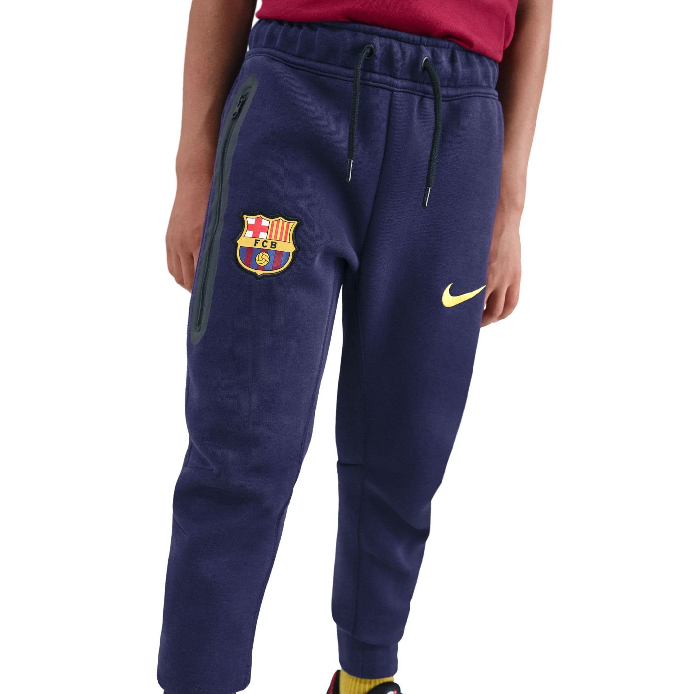 Nike FC Barcelone Tech Fleece Pantalon de Jogging 2025-2026 Enfants Mauve Foncé Doré