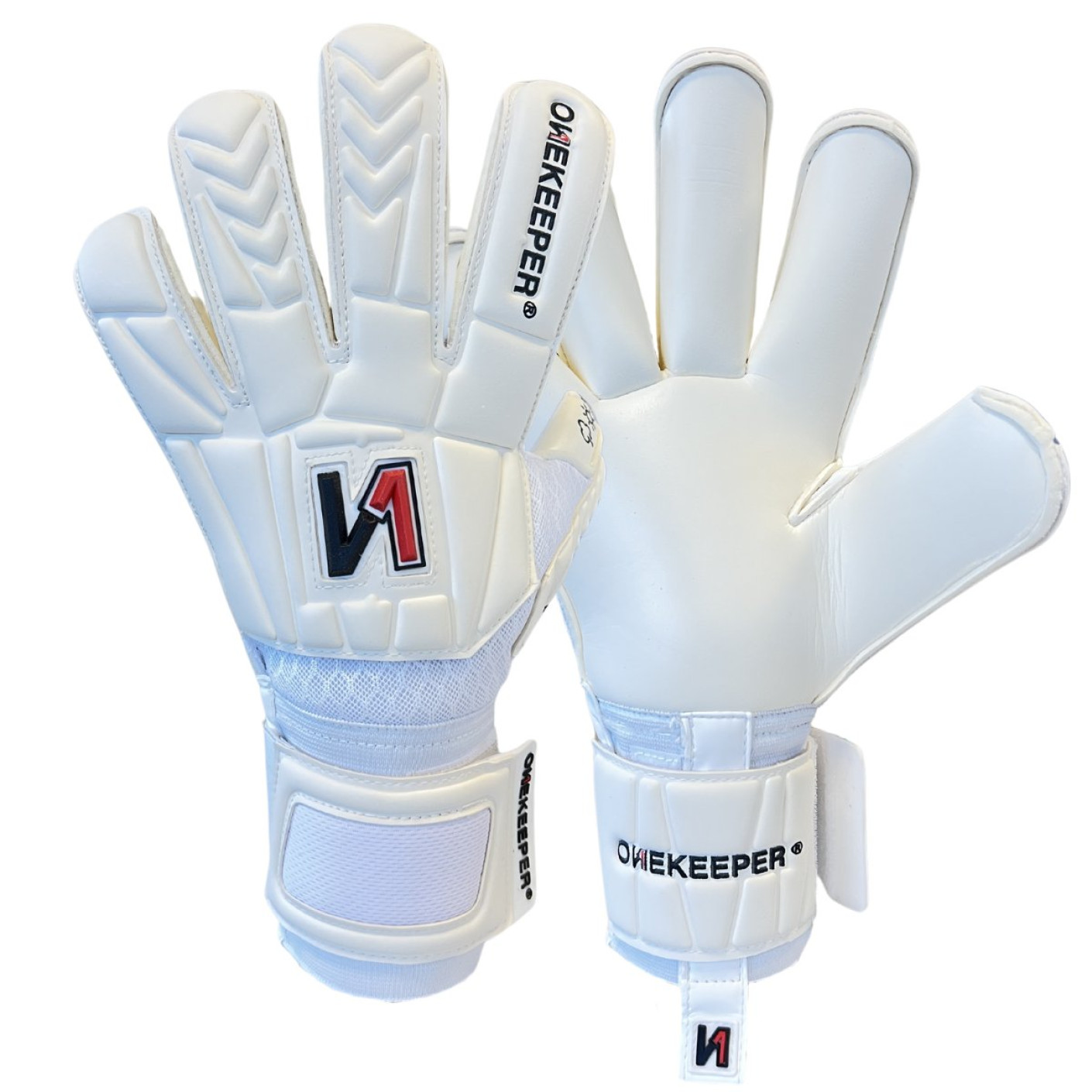Onekeeper Retro Gants de Gardien de But Blanc Noir Rouge