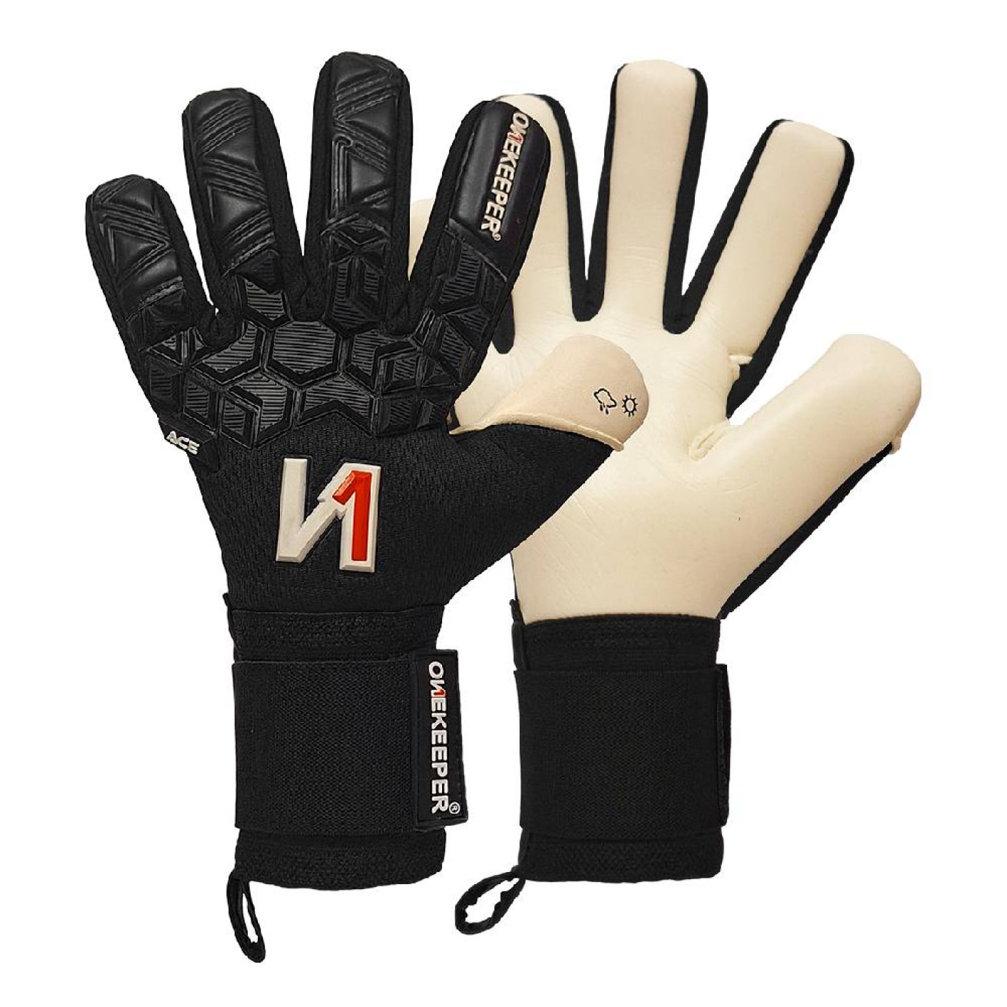Onekeeper Ace Mesh Gants de Gardien de But Noir Beige Rouge