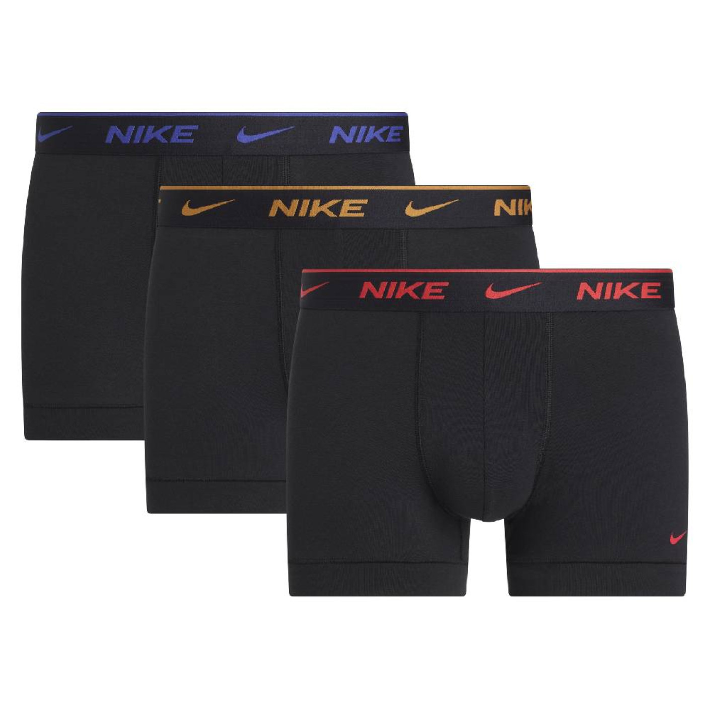 Nike Everyday Cotton Stretch Boxershort Trunk 3-Pack Zwart Blauw Oranje