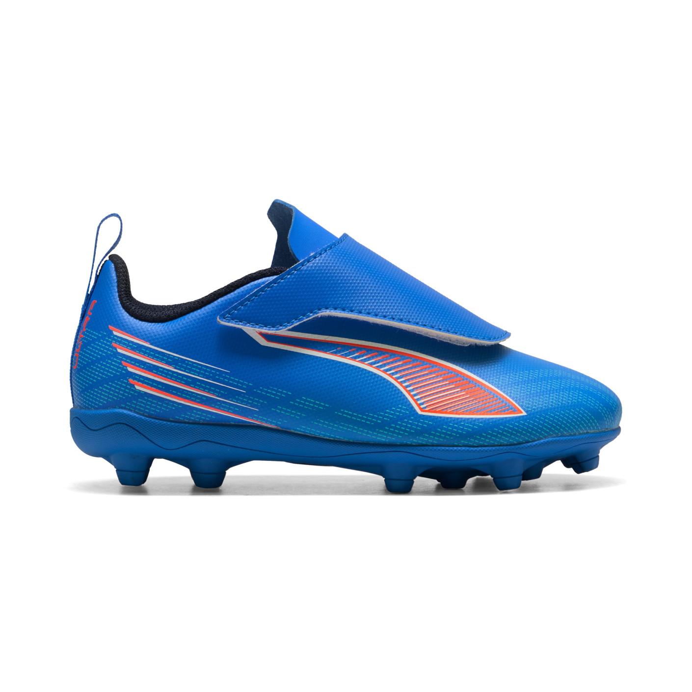 PUMA Ultra 6 Play Velcro Gazon Naturel Chaussures de Foot (MG) Enfants Bleu Blanc Rouge Vif
