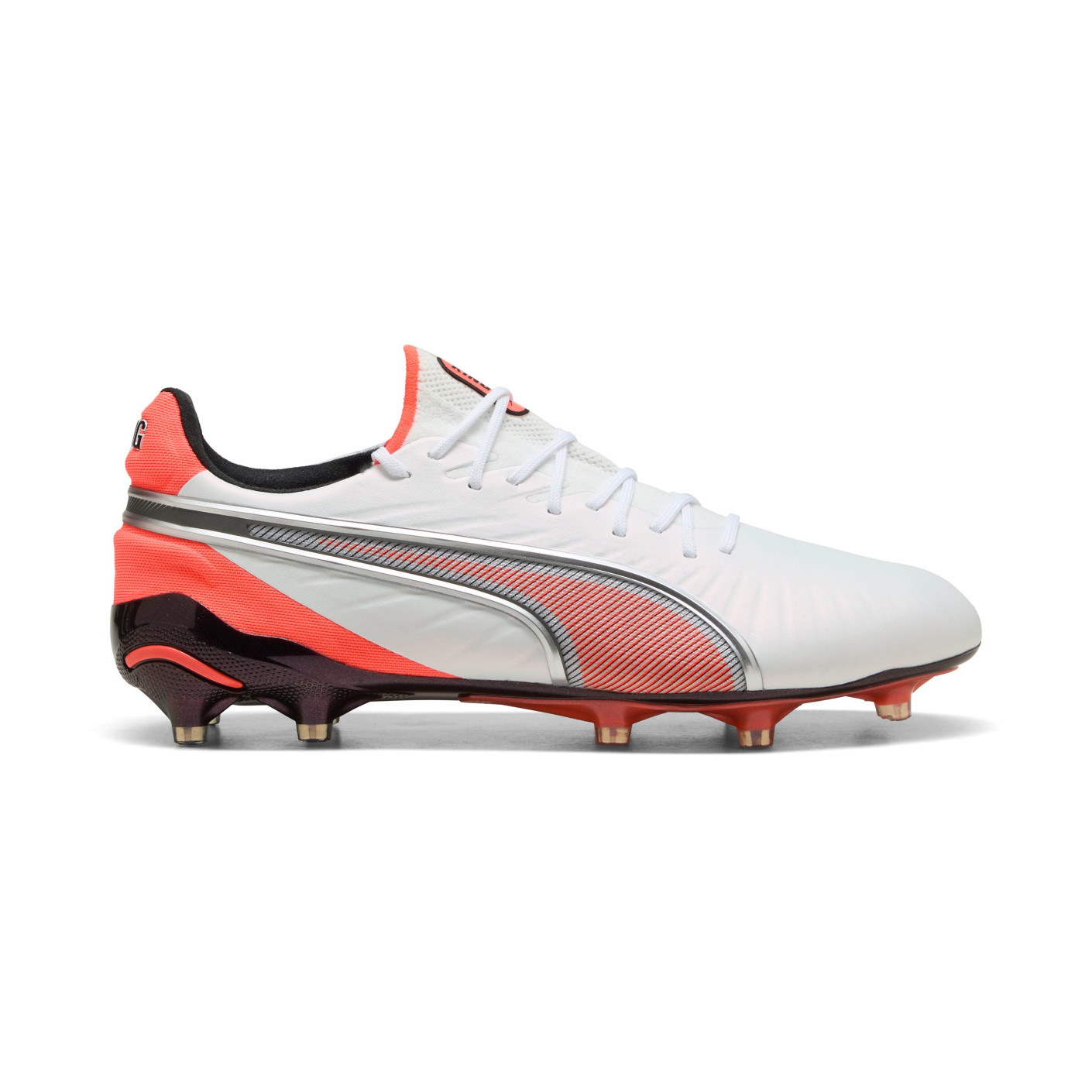 PUMA King Ultimate Gras / Kunstgras Voetbalschoenen (MG) Wit Felrood Zwart
