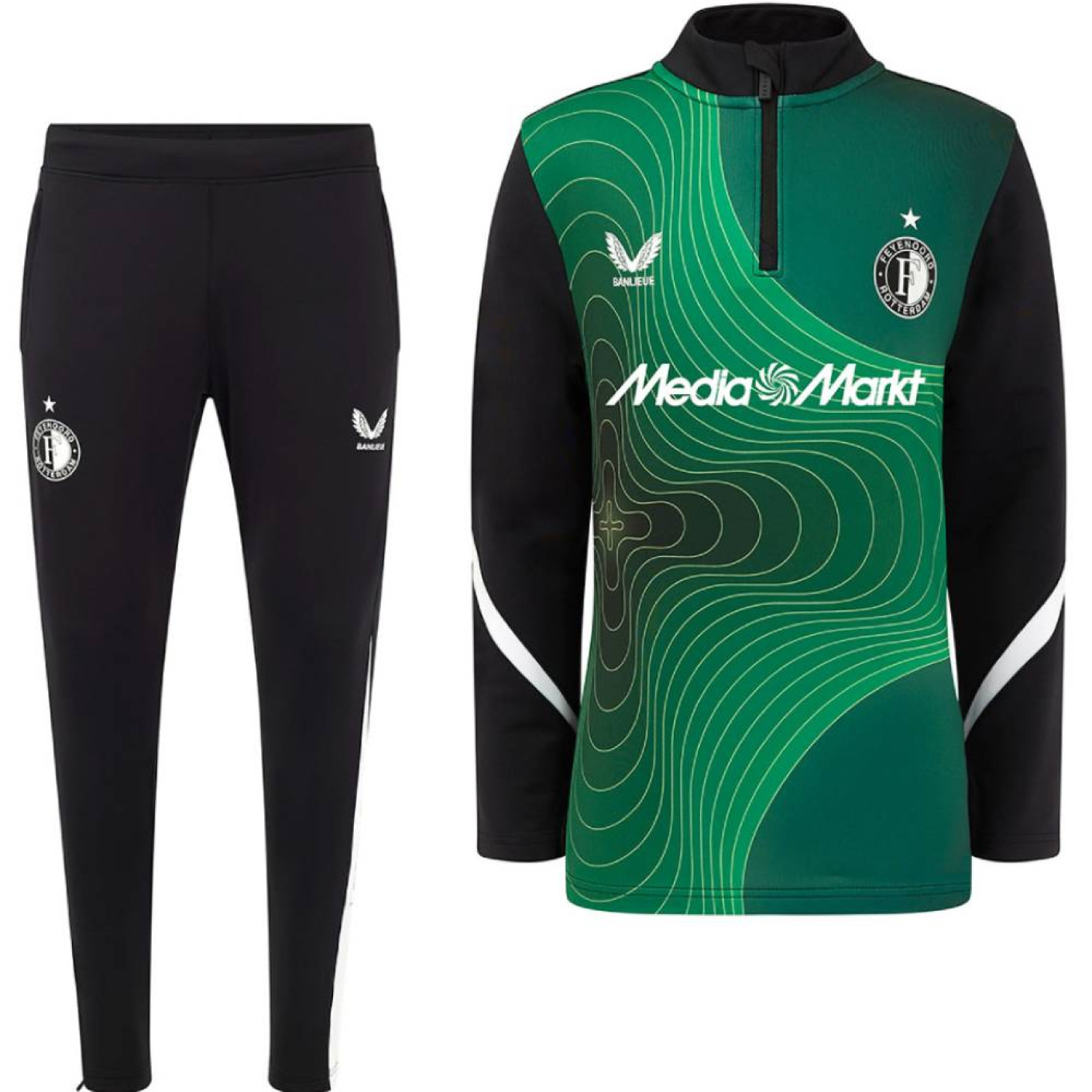 Castore Feyenoord Pre-Match Survêtement 1/4-Zip 2024-2025 Enfants Vert Noir Blanc