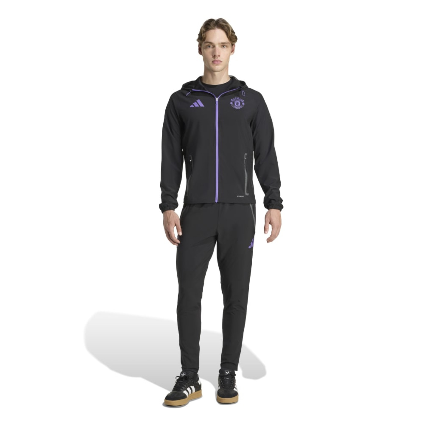 adidas Manchester United Vis Tech Trainingspak Full-Zip Zwart Paars