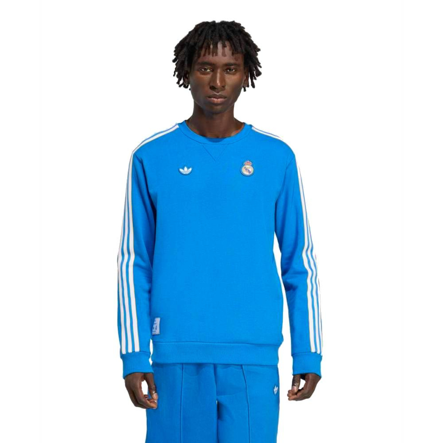 adidas Real Madrid Terrace Icons Crew Sweat-Shirt Bleu Blanc