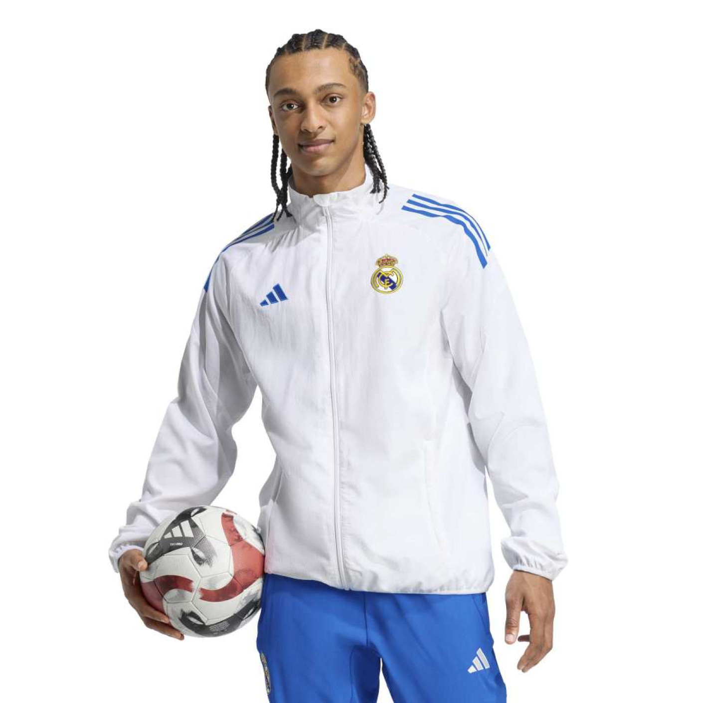 adidas Real Madrid Présentation Veste d'Entraînement 2025-2026 Blanc Bleu
