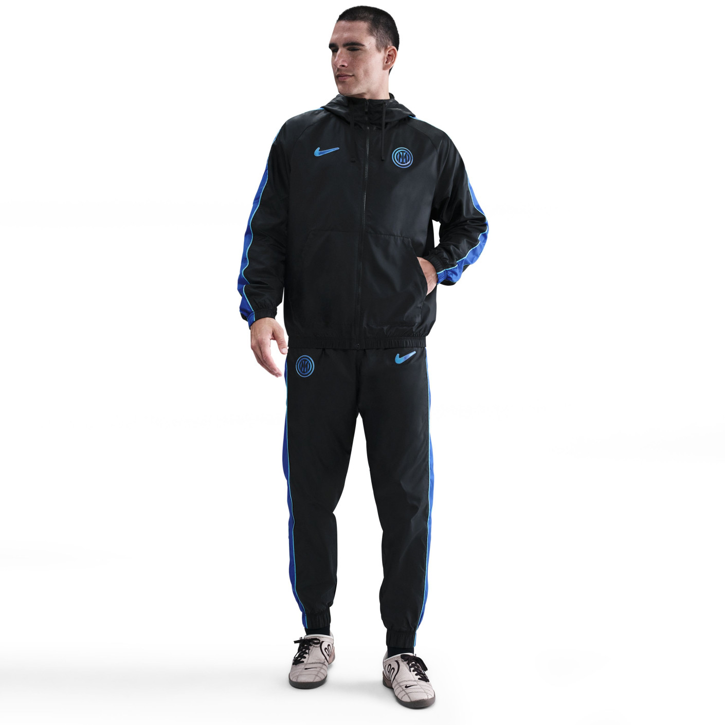 Nike Inter Milan Survêtement à Capuche Woven 2025-2026 Noir Bleu Clair Bleu